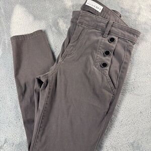 LOFT Gray Button Front Skinny Pants Womens Size 26 Modern Stretch Casual